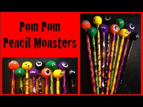DIY: Pom Pom Pencil Monsters ♡ Theeasydiy #HalloweenHorror