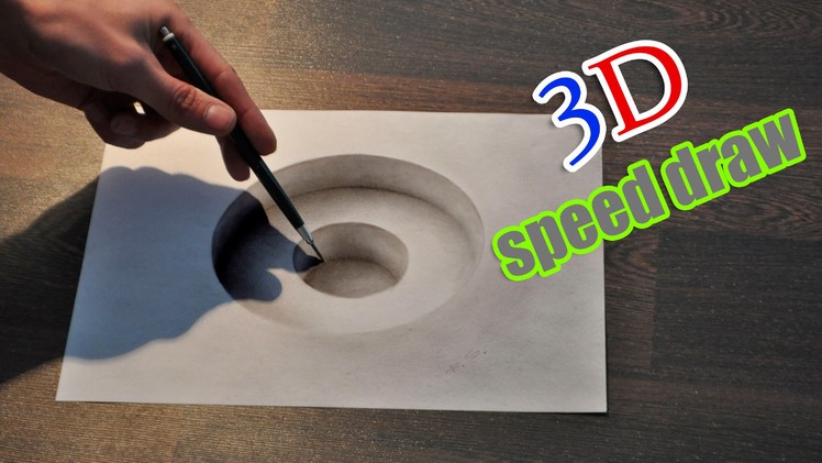 Drawing 3D hole. Illusion anamorphic painting