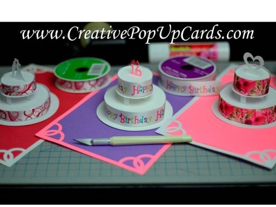 How to make a Birthday Cake or Wedding Cake Pop Up Card Tutorial: Part 2