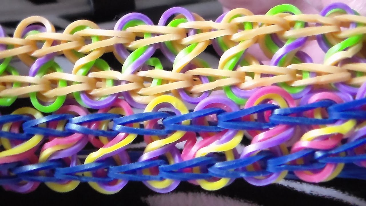 How to make the rainbow loom: Taffy Twist. Como Hacer Pulsera De Gomitas