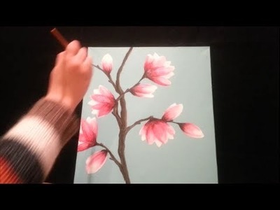 How to paint magnolia blossoms - STEP by STEP