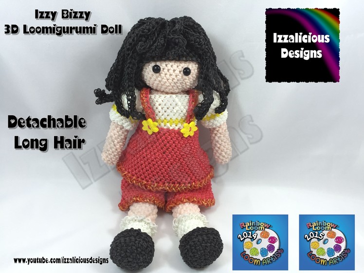 Loomigurumi Izzy Bizzy Doll - Hair Extensions - crochet hook only using Rainbow Loom Bands