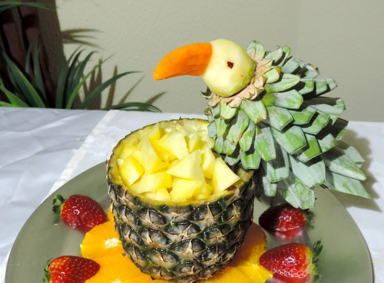 Parrot made with fruit- J.Pereira - Art Carving Fruits and vegetables