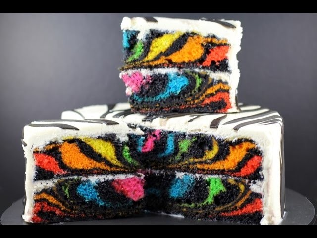 RAINBOW ZEBRA CAKE | How to Make a Surprise Inside Zebra Cake | My Cupcake Addiction