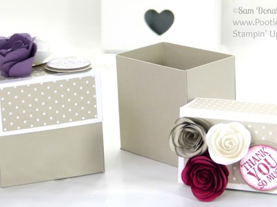 Rectangular Lidded Box Tutorial with Roses using Stampin' Up! Spiral Flower Die