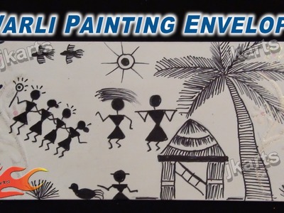 Warli Painting (Tribal Art. Warli Art ) on Envelope  - JK Arts 222