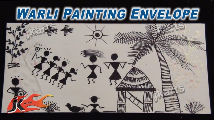 Warli Painting (Tribal Art. Warli Art ) on Envelope  - JK Arts 222