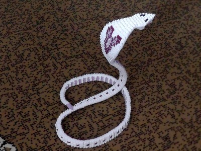 3D origami cobra snake serpent tutorial (instruction)