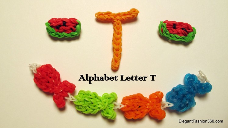 Alphabet Letter T Charm on Rainbow Loom