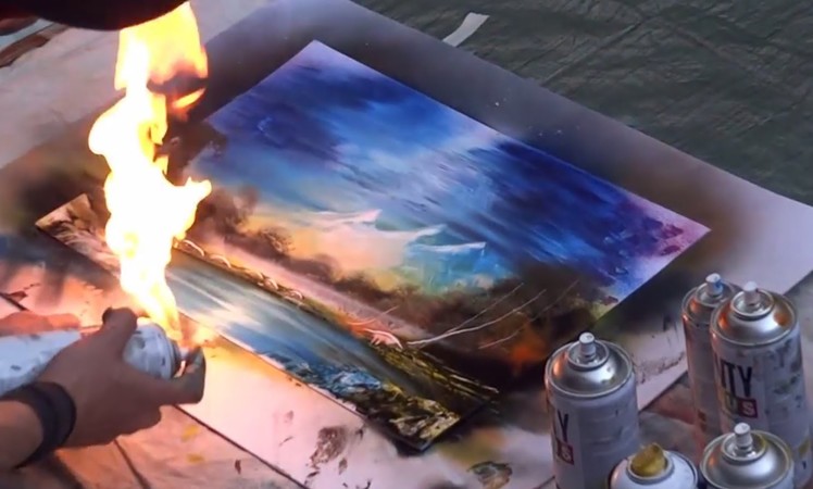 Amazing Spray Paint Art: Fire Technique!