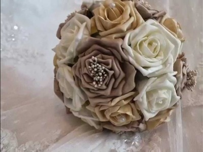 Artificial wedding flowers foam silk bridal brides bouquet flowers roses