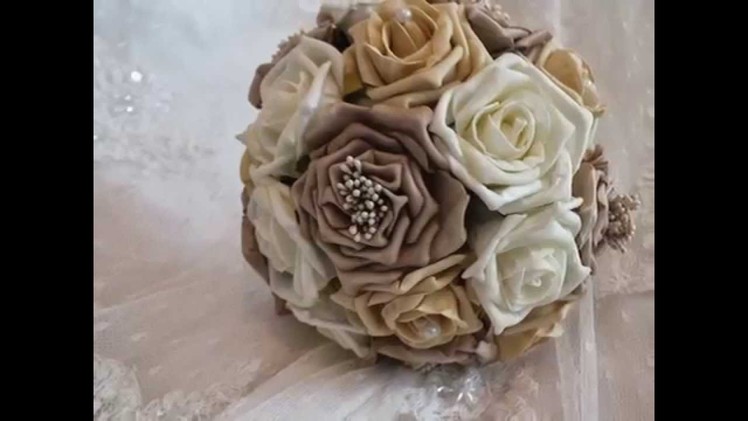 Artificial wedding flowers foam silk bridal brides bouquet flowers roses