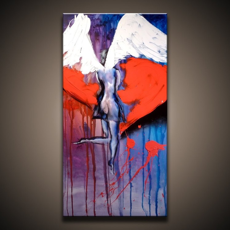 Creative Acrylic Painting Techniques on Canvas "Angel and Heart" by Peter Dranitsin