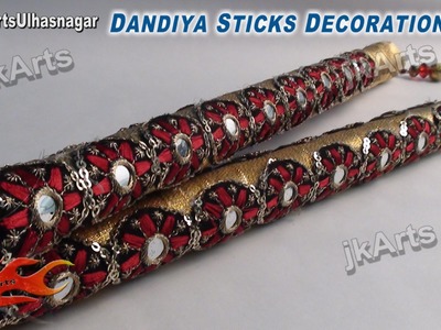 DIY Golden and Mirror Dandiya Sticks for Navratri Garba - JK Arts 396