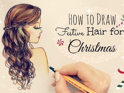 Drawing Tutorial ❤ How to draw and color Festive Hair for Christmas | #DebbyMas ♡