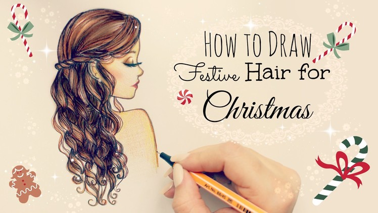 Drawing Tutorial ❤ How to draw and color Festive Hair for Christmas | #DebbyMas ♡