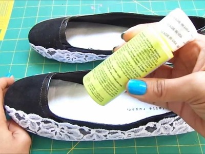 Fashion DIY How to make Neon And Lace Flats with some old shoes
