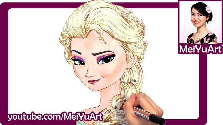 How I Draw Elsa From Frozen - MeiYuArt
