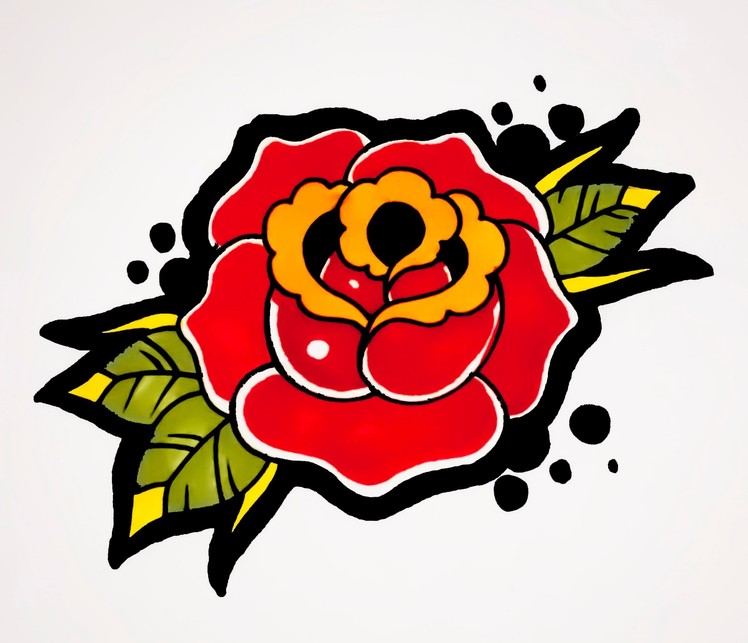 How to Draw a Rose Old School Tattoo Style