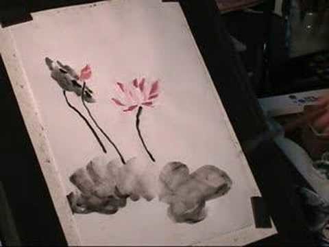 How to draw Lotus Flower sumi-e Chinese Painting #2