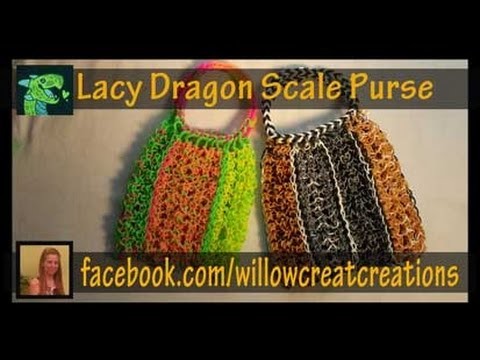 Lacy Dragon Scale Purse on the Rainbow Loom - re-sizable!! - Line-able!