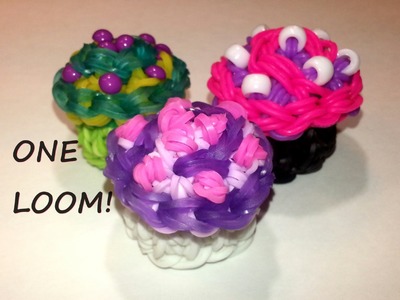 ONE LOOM 3-D Swirly Cupcake Tutorial by feelinspiffy (Rainbow Loom)