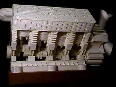 The most complex V8 Engine paper model in the world