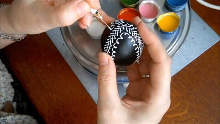 Zdobení kraslice voskovými barvami, Easter Egg Decoration with waxy colors,