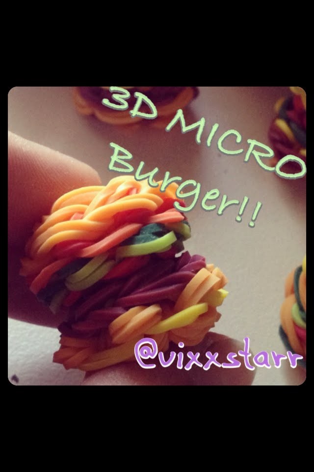 3D MICRO Burger Hamburger Charm Rainbow Loom Tutorial