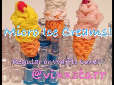 3D MICRO Ice Cream Charm (Regular or Waffle Cone) Rainbow Loom Tutorial
