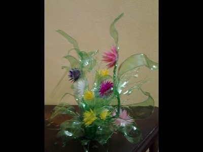 Best Out Of Waste Plastic Colourful Floral Showpiece
