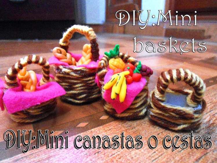 Como hacer Mini canastas para muñecas (Fácil). How to make Miniature baskets for Dolls & dollhouse