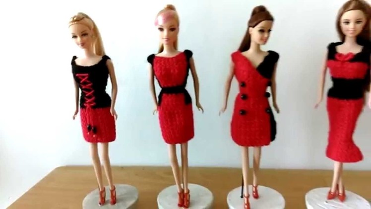 Crochet Dress Black and Red for Doll 21
