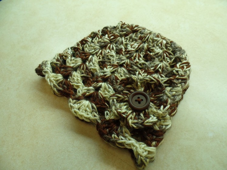 #Crochet Easy V Stitch Beanie Hat with Flower Adjustable Child Adult #TUTORIAL
