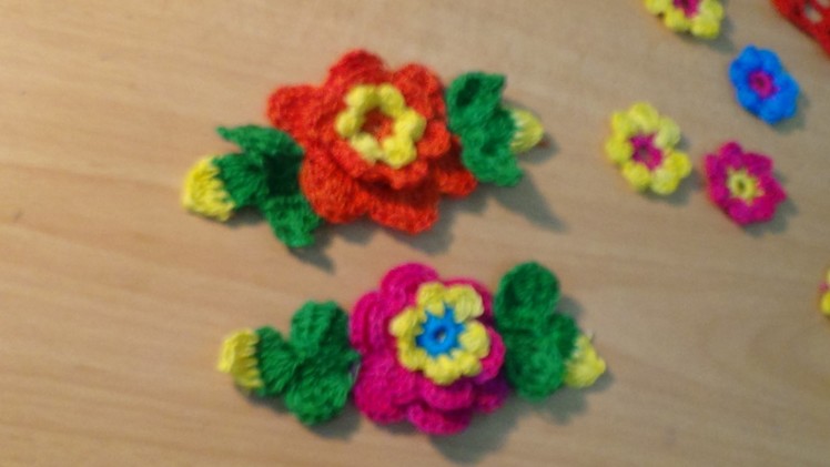 CROCHET FLOWER WITH LEAVES PART-1