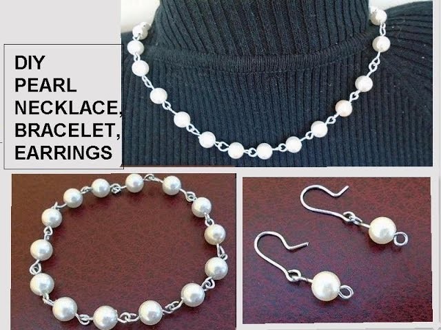 Diy PEARL BRACELET, NECKLACE, EARRINGS, Gift Idea, Easy, Inexpensive jewelry making