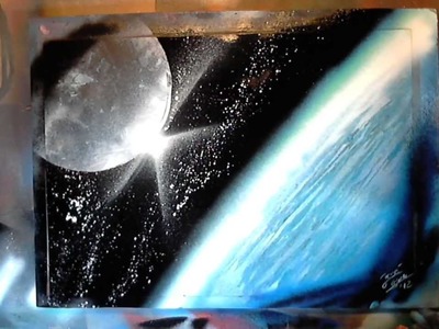 Earth & Moon - Spray Paint Art by René Schell