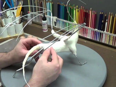 Full Dragon Sculpture, Part 3. starting clay (covering the armature)