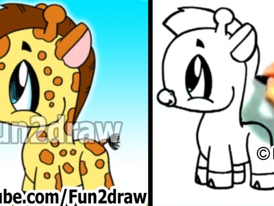 How to Draw a Cartoon Giraffe - Cute Drawings - Fun2draw