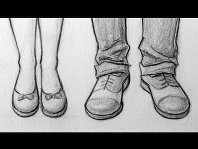 How to Draw Feet.Shoes: Front View, Male & Female