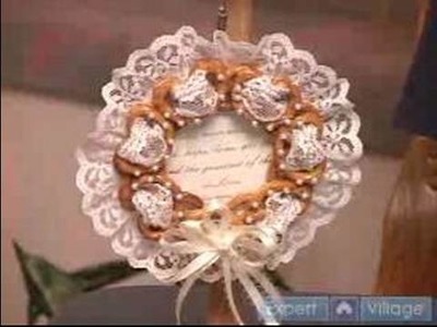 How to Make Pretzel Crafts : How to Make a Pearls & Lace Wedding Wreath With Pretzels