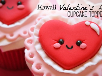 Kawaii Valentine's Day Cupcake Topper