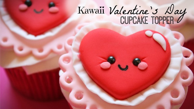 Kawaii Valentine's Day Cupcake Topper