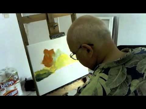 Leonid Afremov Painting live a painting of bridge - part 1
