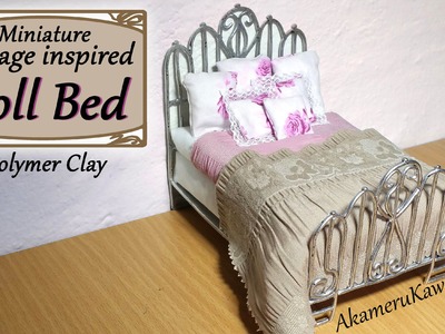 Miniature Doll Bed - Polymer Clay.Fabric Tutorial