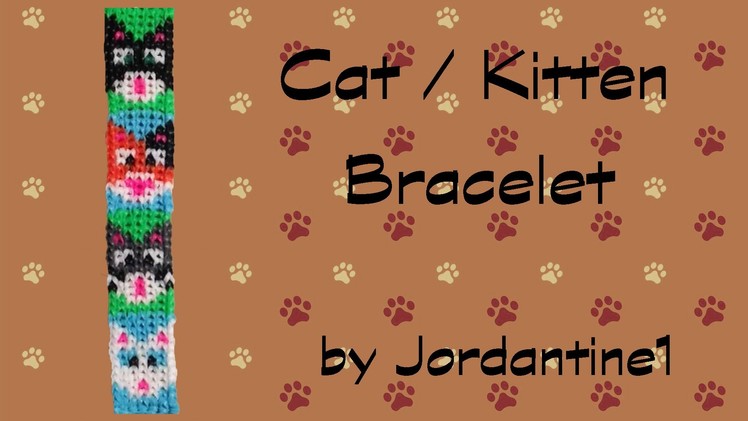 New Cat Kitten Bracelet - Alpha Loom. Rainbow Loom - Grid Pattern - Calico Tabby