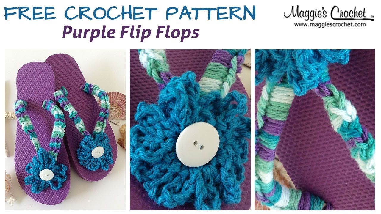 Purple Flip Flop Free Crochet Pattern Right Handed