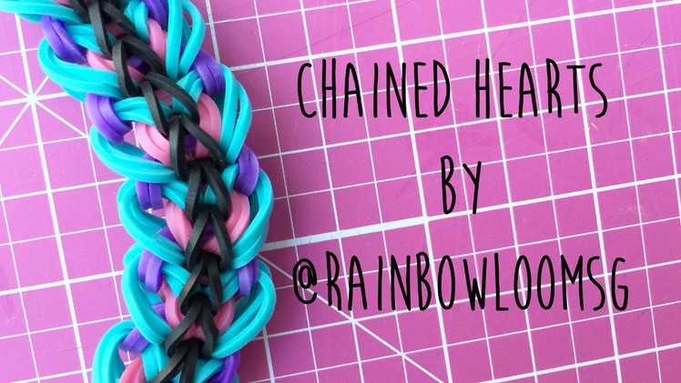 Rainbow Loom Chained Hearts by @RainbowLoomSG 4 peg tutorial