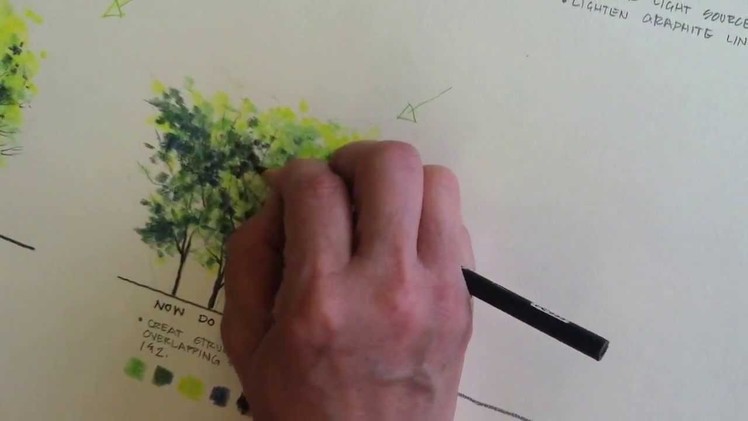 Rendering trees using colored pencil