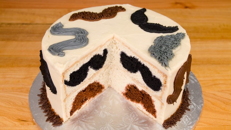 Surprise Inside Mustache Cake from Cookies Cupcakes and Cardio